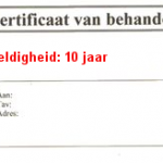 Certificaat van behandeling met geldigheid van 10 jaar